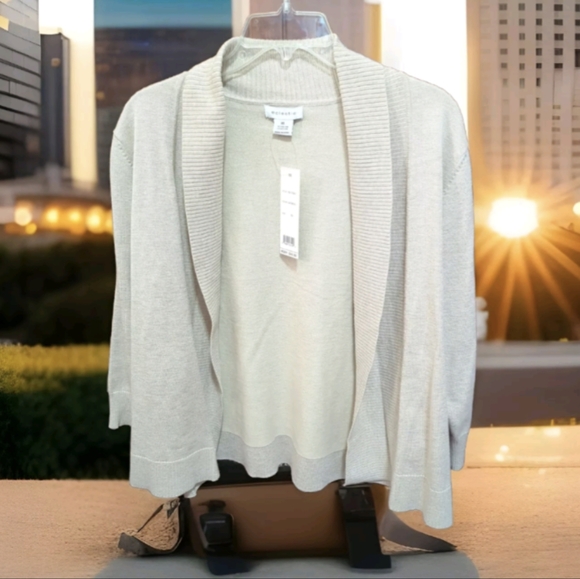 🆕Eclectic Studios 🤎Cardigan XL Draped Open Front Knit 3/4 Sleeve Sweater NWT - Picture 1 of 9